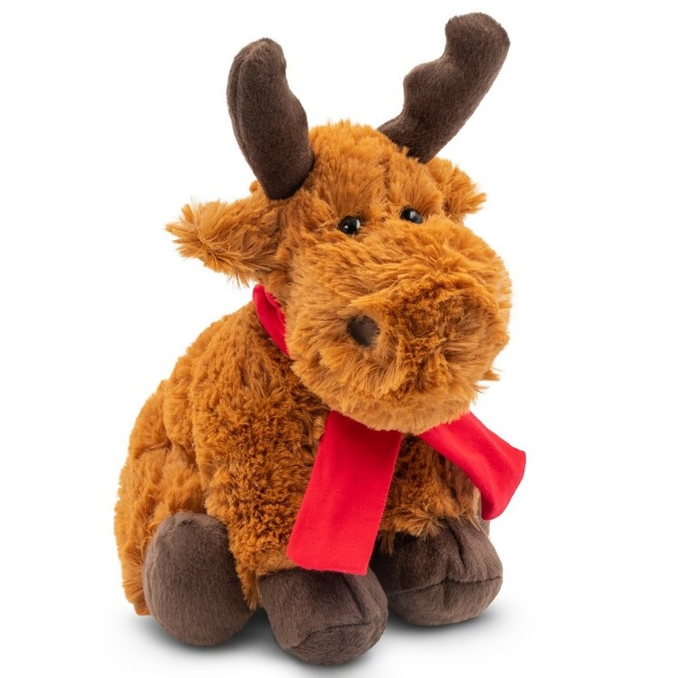 Brown teddy reindeer with a red scarf suitable for printing